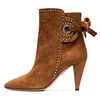 Fashion Winter Brown Suede Leather Chunky High Heels Ankle Boots For Women