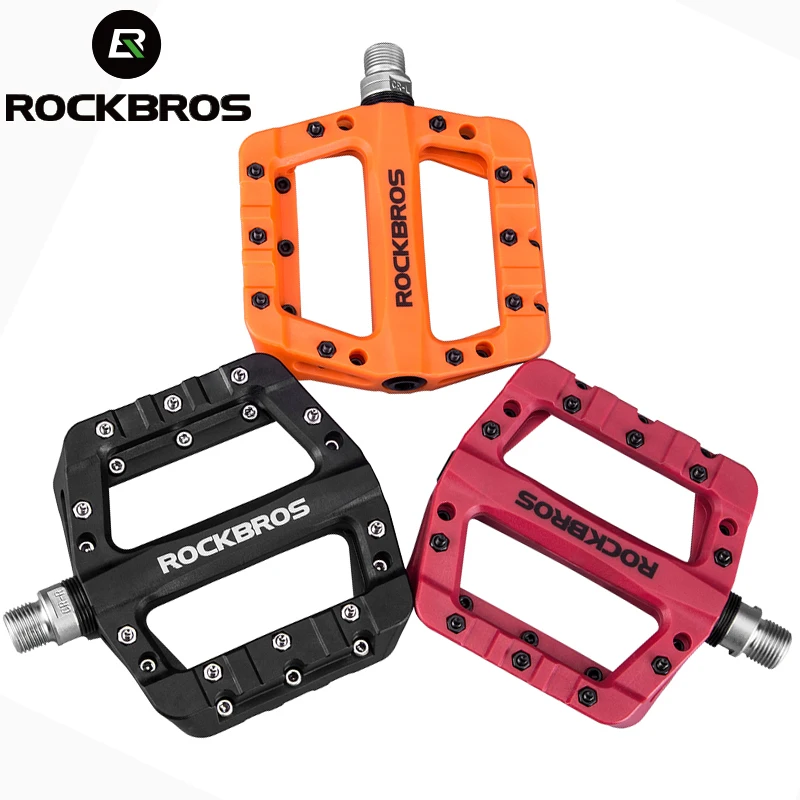 

ROCKBROS Cycling MTB Bike Bicycle Pedals Ultralight Seal Bearings Nylon Molybdenum Pedals Durable Widen Area Bike Bicycle Pedal, Black;rose red;orange