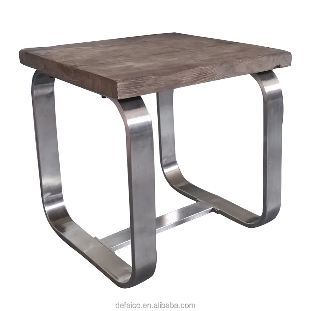 Industrial Metal Base Wooden Top Side Table Buy Wooden Side Table