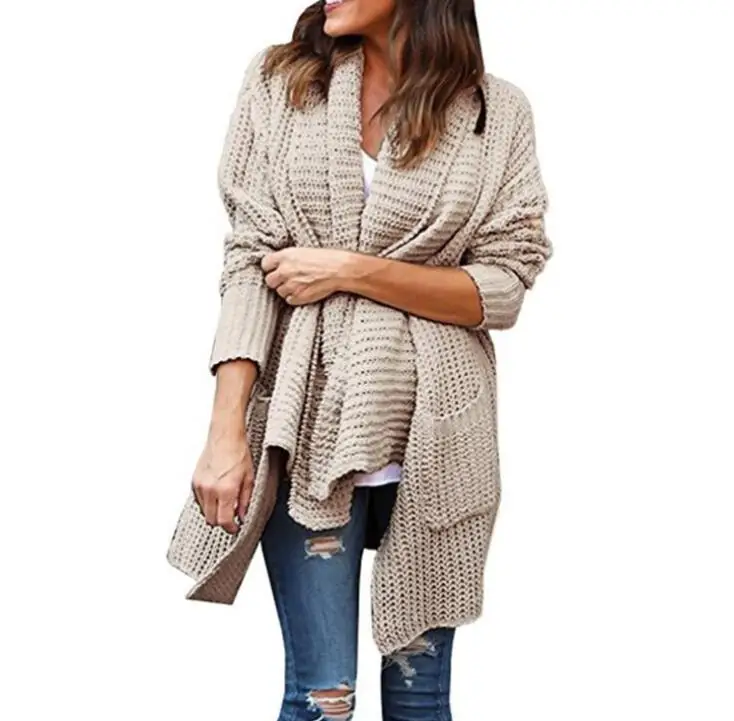 

D74 Knitted Solid Plus Size Women Cardigans Autumn Loose Casual Long Sleeve Irregular Black Female Blouse & Tops 2018 New, N/a