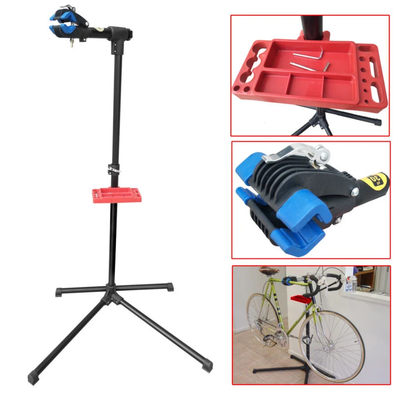 

Bike Repair Work Stand Height Adjustable Parking Floor Stand, Black silver