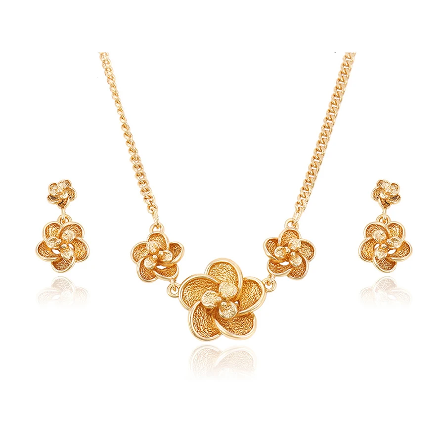 

63952-Xuping New 18k Flower Model Fashion Necklace And Earring Jewelry Sets