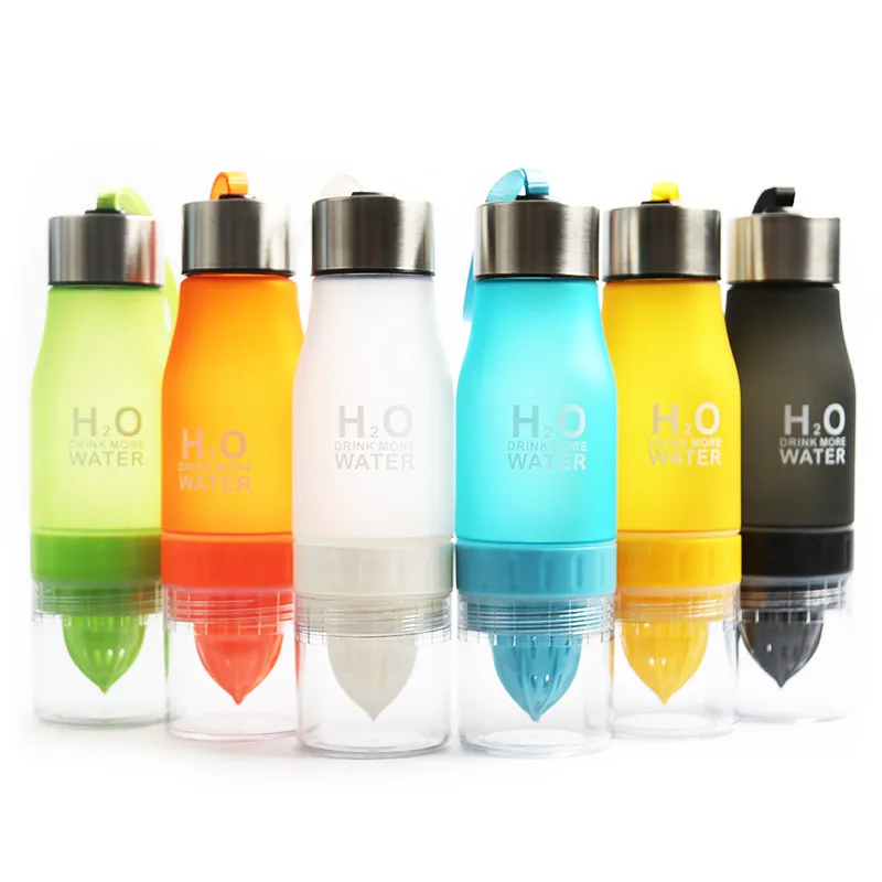 

650ml plastic lemon juicer fruit infuser BPA free beverage water bottle, White;black;red;orange;yellow;blue;green