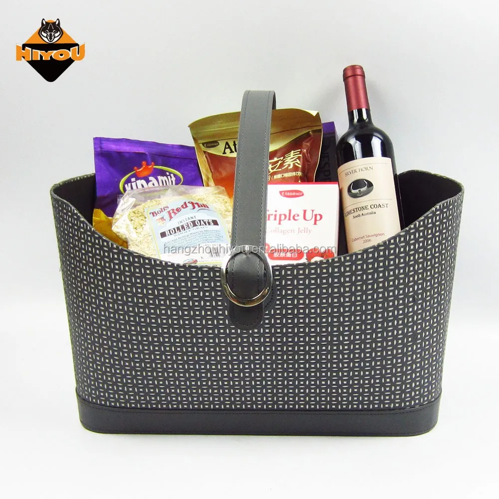 Eco Friendly Pu Leather Christmas Gift Basket Colorful Storage Basket