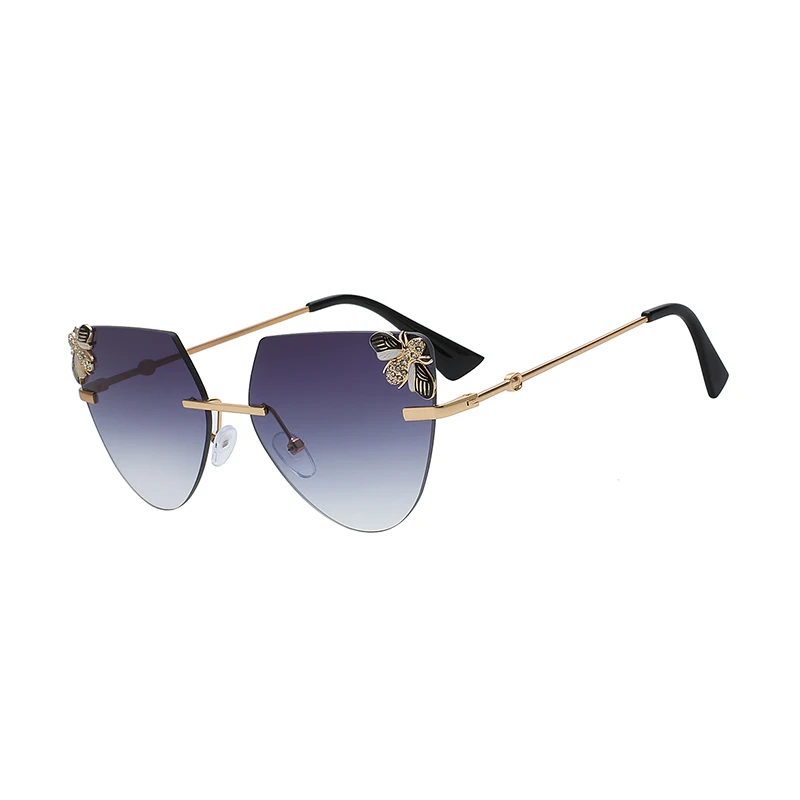 

2019 Women Metal sun glasses with bee oem custom sunglasses