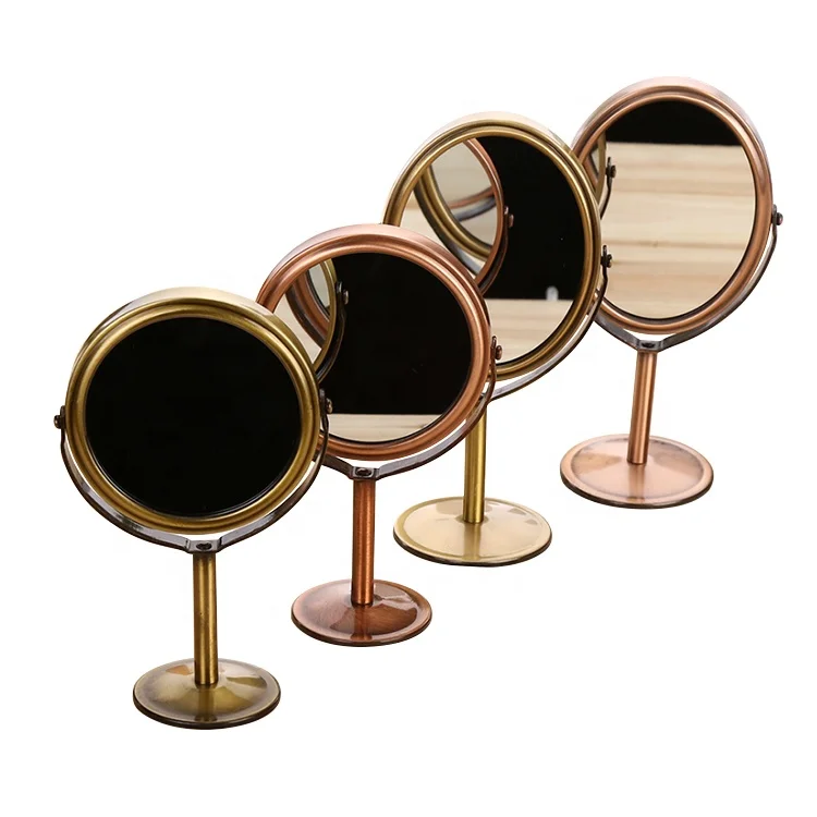 

Custom logo round metal womens desktop table makeup mirror