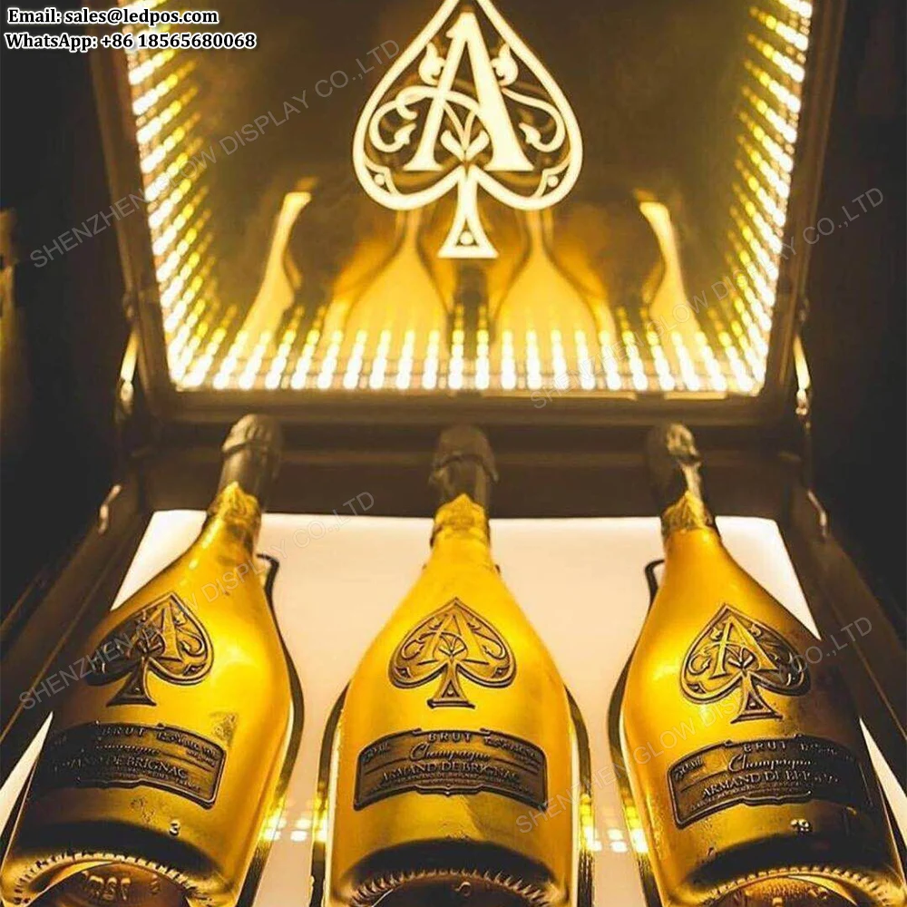 3 Bottles Ace Of Spade Champagne Glorifier Box Rechargeable Led Spade