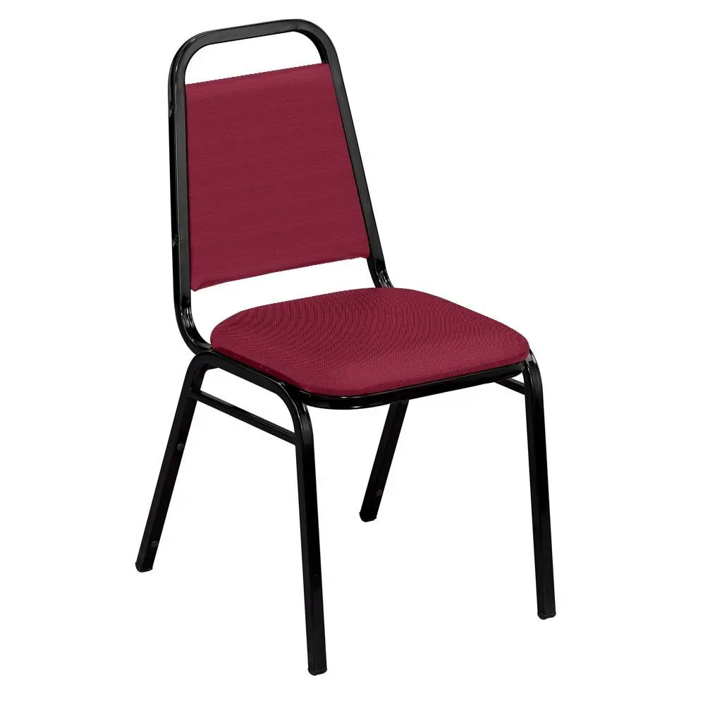 Square Back Fabric Stack Chair with 1-1/2" Seat Dimensions 17.5"W x 22"D x 33"H Seat Dimensions 16"Wx16"Dx17.5"H Back Dimensions 12.25"Wx12.25"H Weight 15 lbs - IM Burgundy Fabric/Black Frame