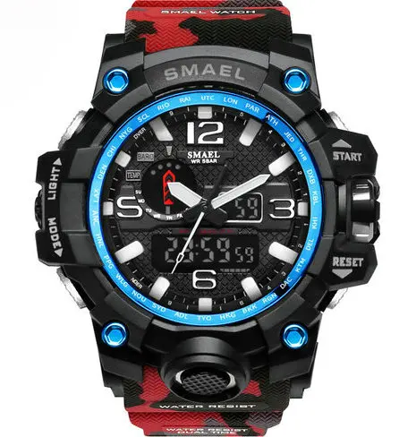 

Smael 1545 Fashion LED Digital & Quartz Mens Watch Luxury Branded Military Waterproof Diving Sport Wristwatch for Men relojes, 5 colors for choice