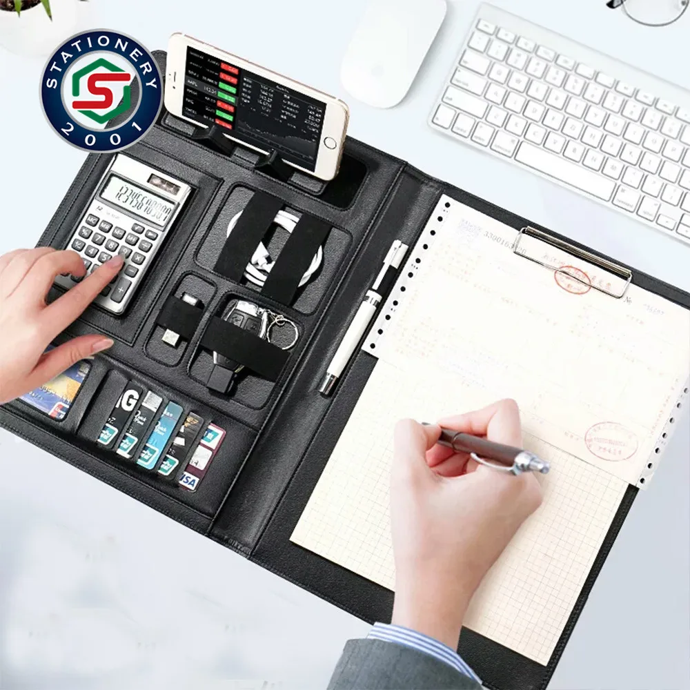 A4 Pu Leather Portfolio Folder With Calculator For Office Buy