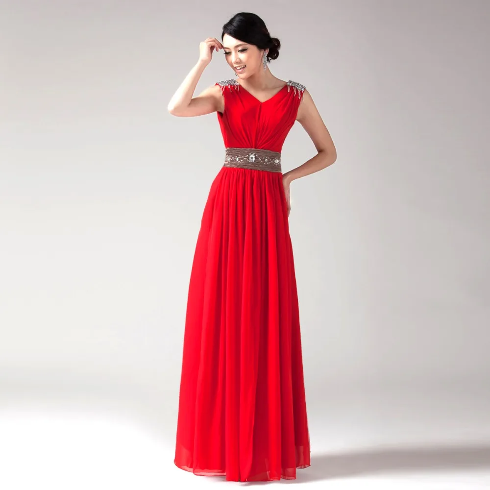 

Favorable Chiffon Two Shoulder V neck Pageant Gown Women Sleeveless Beaded Long Evening Dress Formal dresses, N/a