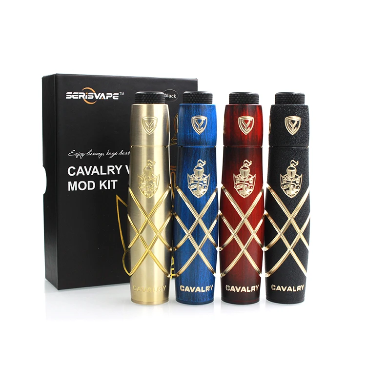 

E cigar !!!2018 box mod vape mechanical mod Cavalry V2 KIT vape mods fit for 18650 battery kit bulk in stock!!, Black/blue/red/gold