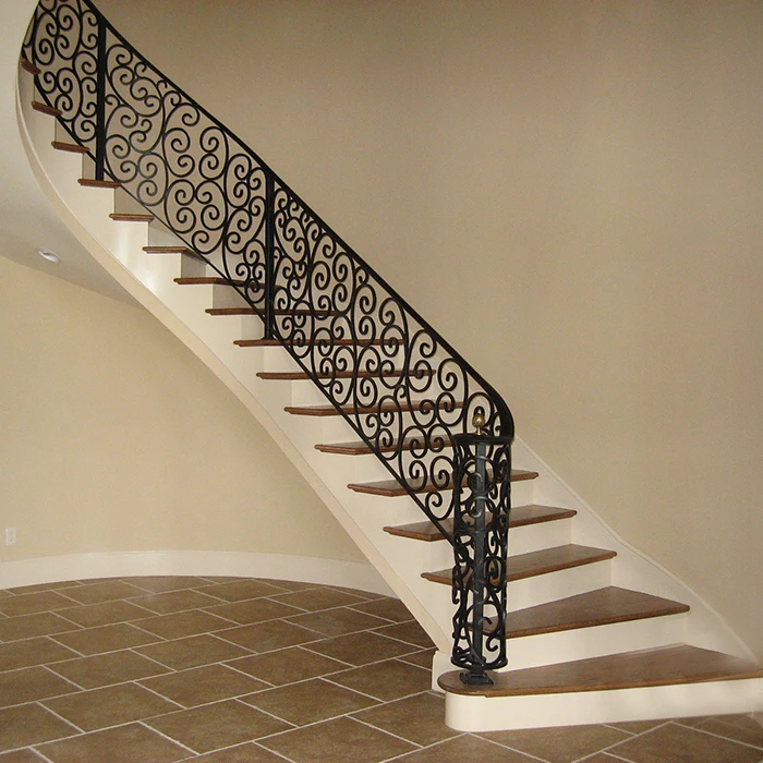 Luxury Antique Decorative Curved Wrought Iron Indoor Stair Railing