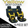 15pc Set Yellow Car Seat Cover Steering Wheel-Belt Pad-Head Rest