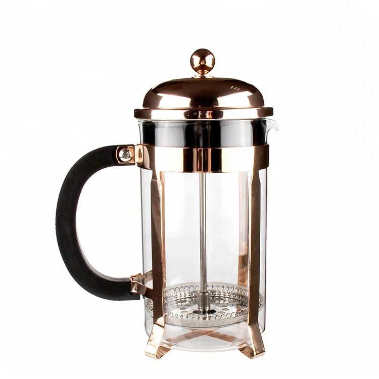 Wholesale Amazon Top Seller Custom Made Logo Household Multi Color Plating Stainless Steel French Press Rose Gold Coffee Maker