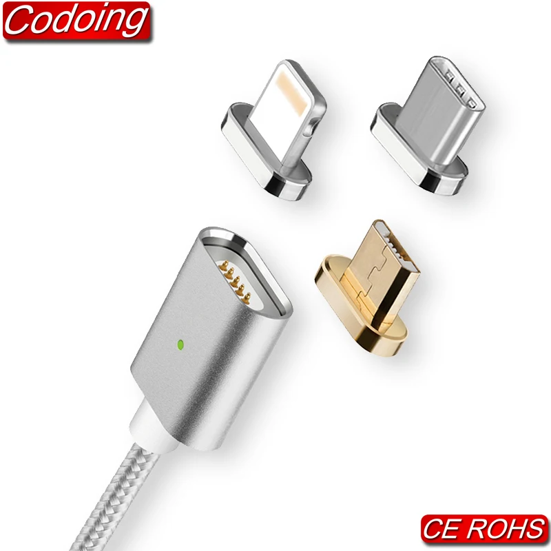 

Fast charging magnetic micro usb cable 2 in 1 nylon braided mobile charger cable durable usb, Customized/silvery/black/gold