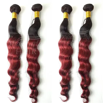 Cuticle Virgin Remy Ombre Hair Extensions Loose Wave Curl Sew In