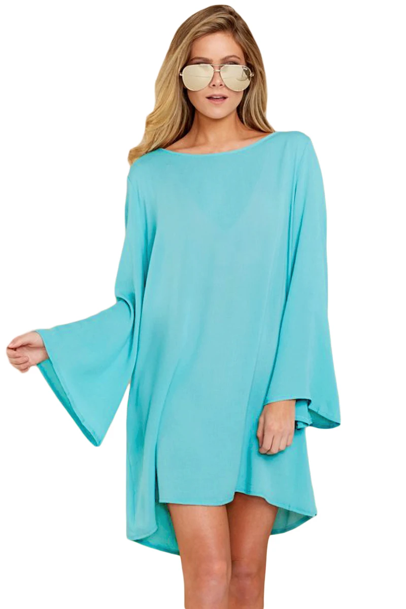 Long Bell Sleeves Open Back With Tassel Summer Beach Dress Woman Buy