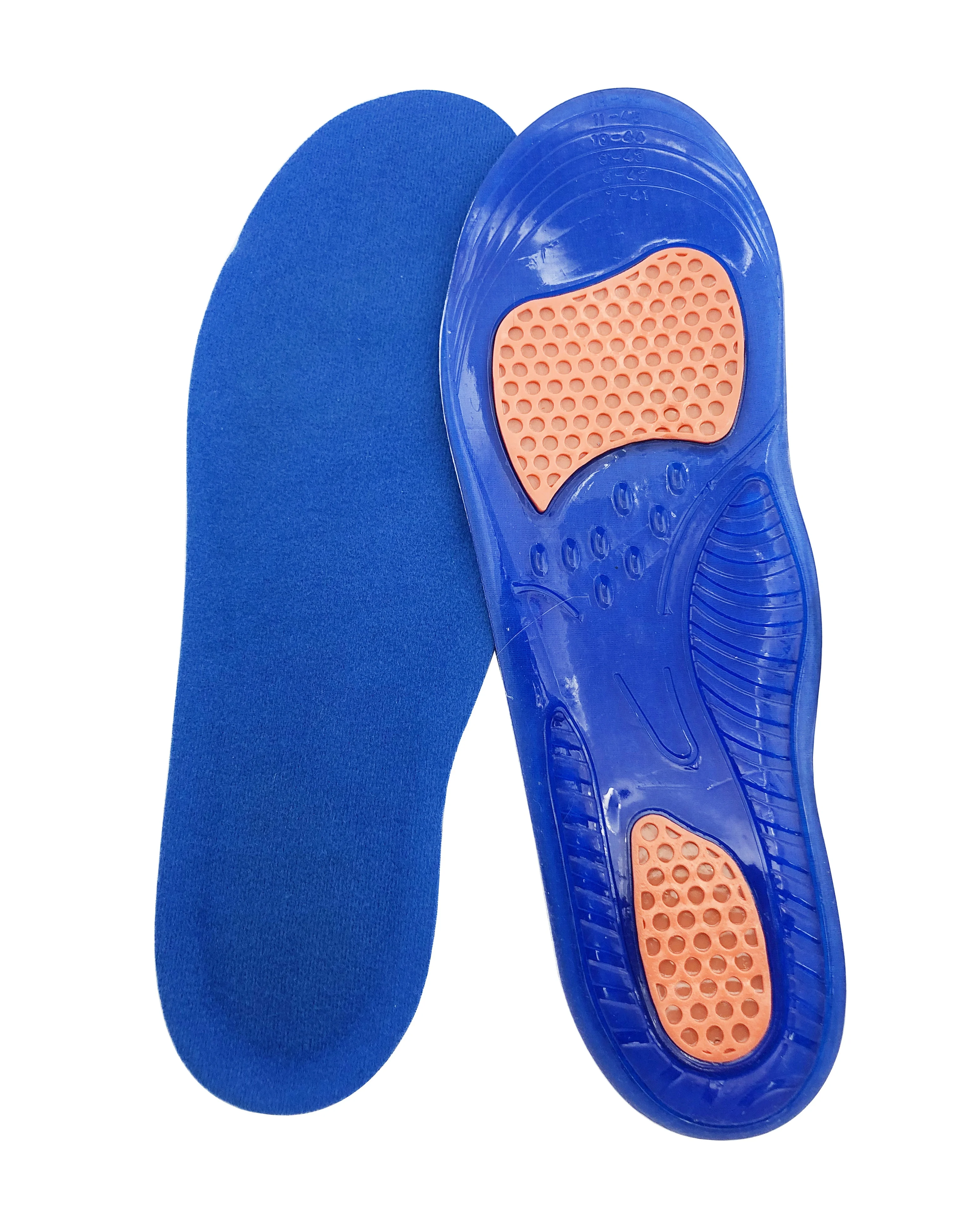 

Factory direct sale military training insole Shockproof gel acupuncture shoe pads sport gel insole, Blue + orange