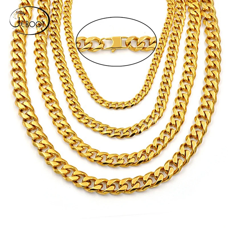 Custom U7 Classic 18K Gold Plated Mens Curb Cuban Long Link Chain Necklace