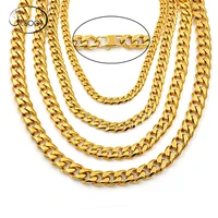 

Custom U7 Classic 18K Gold Plated Mens Curb Cuban Long Link Chain Necklace