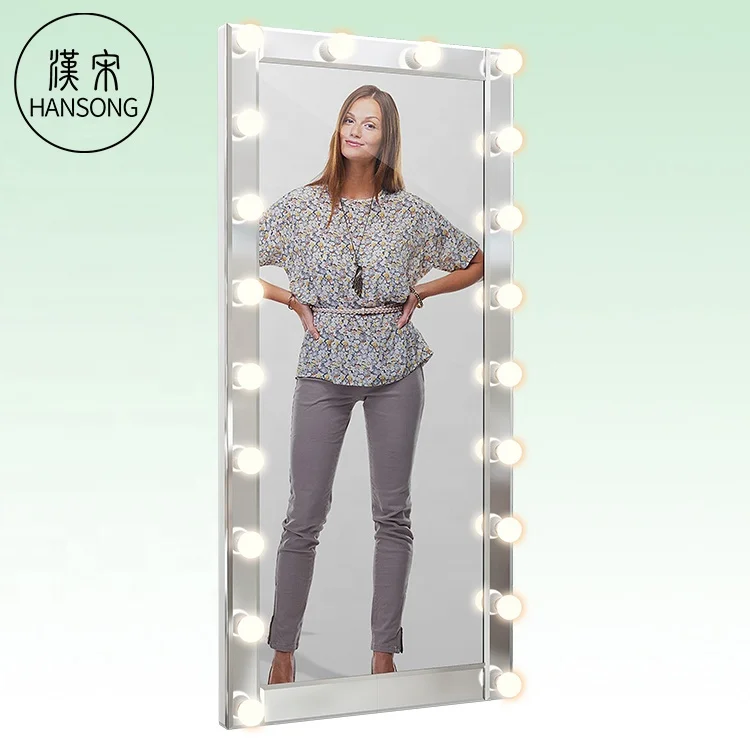 

High Quality LED Lights Hollywood Full-Length Floor Standing Makeup Mirror with 20 LED Bulbs, Customized color