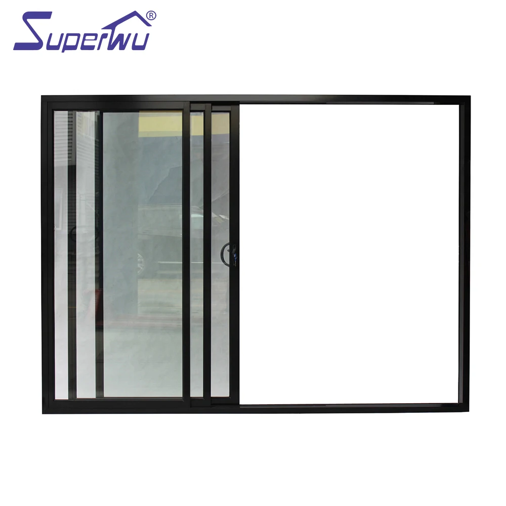 Cheap sound insulation commercial aluminum three rail double glass sliding doors
