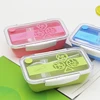 600ml locking design and middle separated Grade A Storage Silicone Custom LeakProof Rectangle Bento Lunch Box with fork