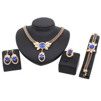 

Cheap Hot Sale Fashion Indian Bridal Crystal Gold Plated Exaggerated Dubai Earrings Jewelry Sets