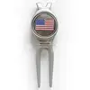 Wholesales Metal Antique Nickel Golf Magnetic Divot Tools Pitch Repairer with USA Flag Metal Golf Ball Marker