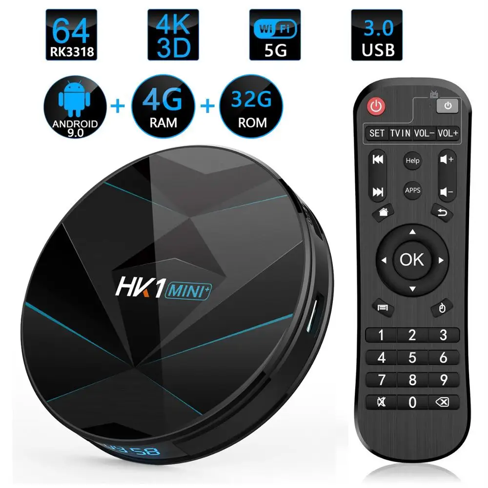 

Factory with rk3318 with 16gb 32gb or 64gb dual wifi hk1 mini plus tv box android 4k