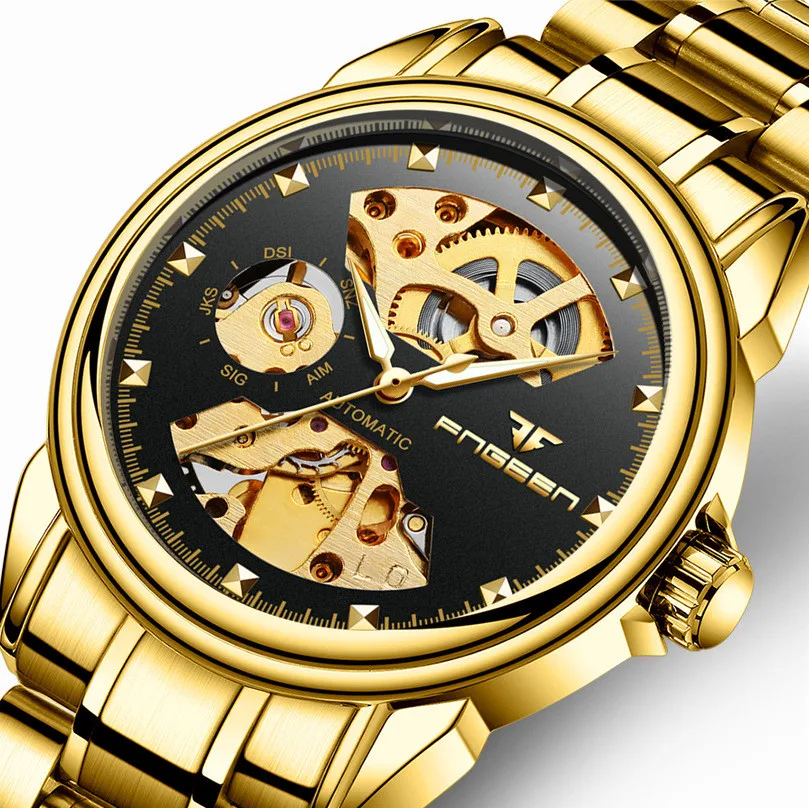 Wholesale Watch Man Machinery  Fully Automatic Waterproof Nightlight Gift  Business Ultra-thin Men Watch Gold Watch Man