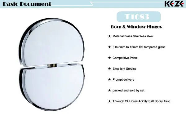Light Duty 0 Degree Custom Made Chrome Finished Mirror Glass Door Oval Arc Flat Shower Pivot Hinges For Cabinets
