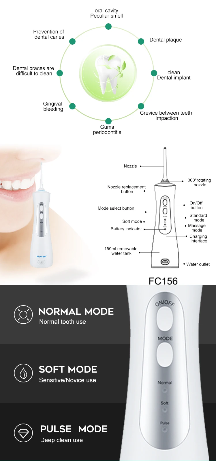 Newest rechargeable electric floss pick dental water flosser