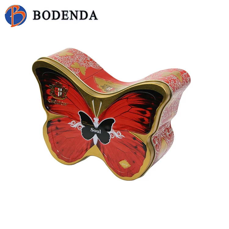 Custom  butterfly shape wedding candy favor packaging tin  boxes gift tin box