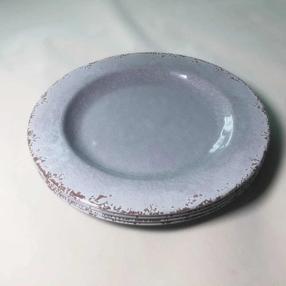 Grey Color Rustic And Vintage Melamine 11 Inch Round Dinner Plate Buy