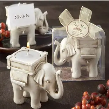 

Popular resin lucky elephant candle holder resin wedding table decoration cheap door gift souvenirs