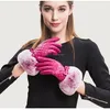 Rex Rabbit Fur Wrist Trim Genuine Sheep Leather Gloves