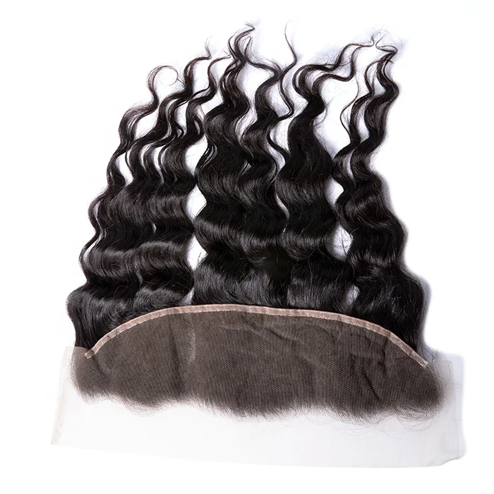 

Chinese manufacturer drop shipping 4*13 natural black loose wave raw virgin hair pre plucked lace frontal