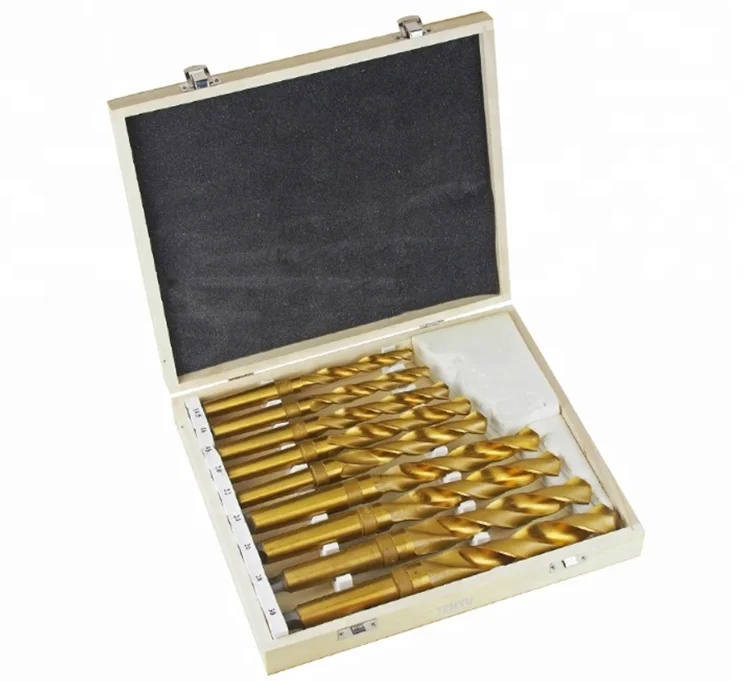 9pcs Set 14.530mm M35 M2 Morse Taper Shank Twist Drill Bit With Wood