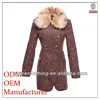 ODM/OEM garment manufacturer high quality double breasted women winter coats with long sleeves and fur collar