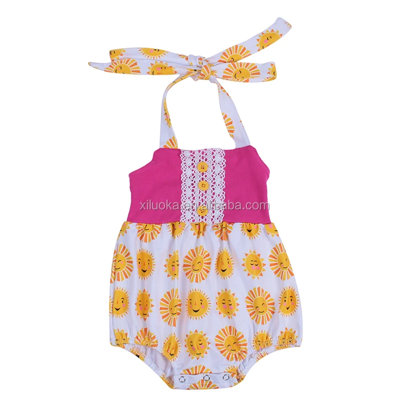 

New Wholesale Low Moq Kids Clothing Halter Newborn Baby Summer Bubble Romper, Picture