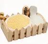 Massage Comb Lily Bath Brush Spa Set In Wood Basket