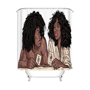 Image of African American Lovers Couple Bathroom Decorations Shower Curtain