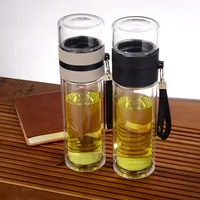 

550 ML Borosilicate Clear Glass Water Bottle With Stainless Steel Tea Infuser Sport bottle.