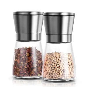 Image of Amazon Best Seller Glass & Stainless Steel Salt and Pepper Grinder Set