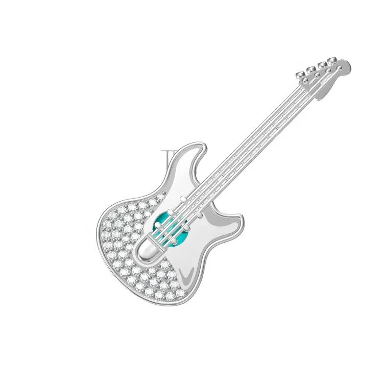 

Guitar pearl cage pendant Guitar Accessories 925 sterling silver music zircon oyster pearl cages openable floating locket charm