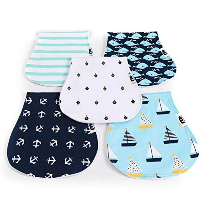 BKD Baby Burp Cloths for Boys and Girls Premium Durable 5 Pack,