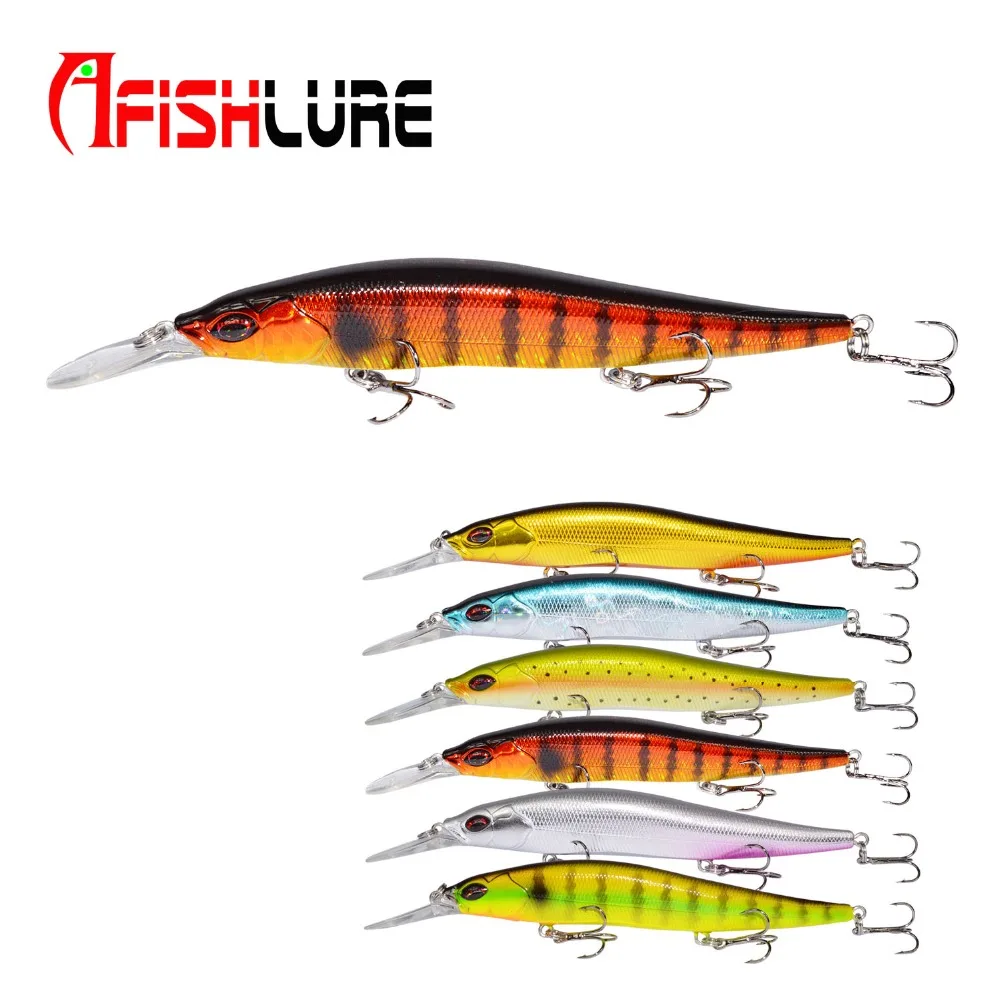 

A29 130mm 14g Long Tongue Hard Minnow fishing lure, Multi