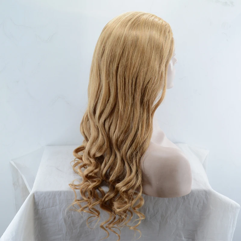 

Pre-made Stock 18'' Blonde Curly Real Brazilian Human Hair Full lace Wig with Baby Hair for Wholesale, N/a